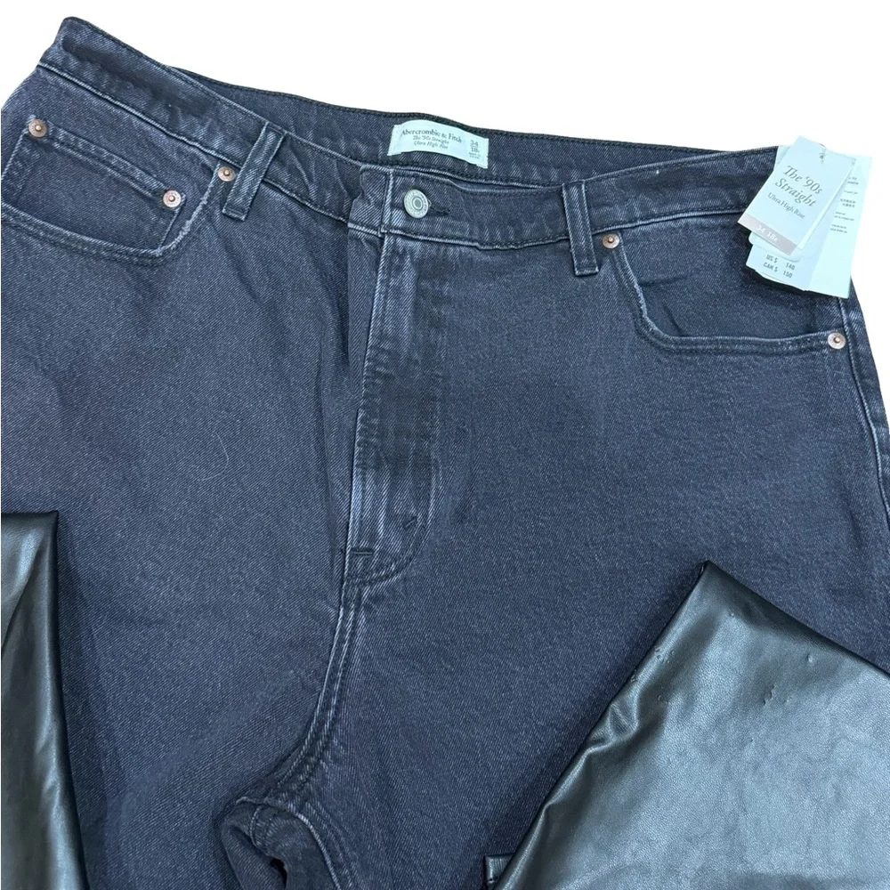 🖤 Abercrombie & Fitch 90s Straight Ultra High Rise Jeans Black‎ Mixed Size 34